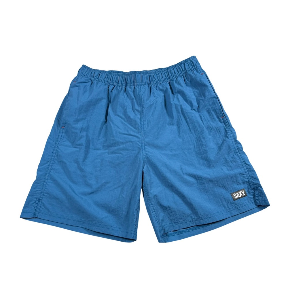 SAXX Mens M Go Coastal 2N1 Volley Blue Swim Shorts DropTemp BallPark Pouch Trunk